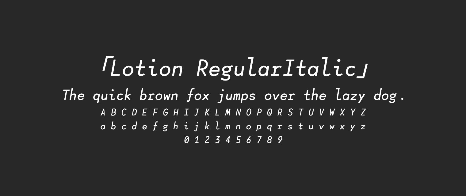 Lotion-RegularItalic字体预览