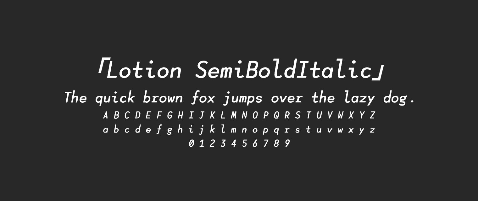 Lotion-SemiBoldItalic字体预览