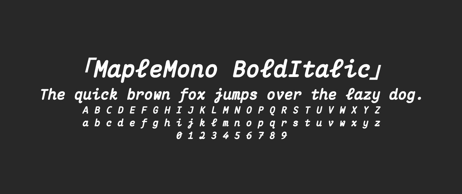 MapleMono-BoldItalic字体预览