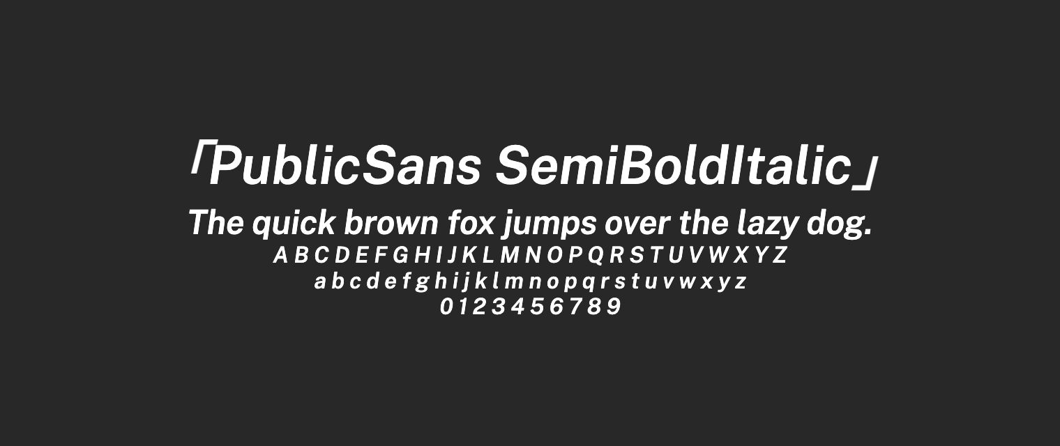 PublicSans-SemiBoldItalic字体预览
