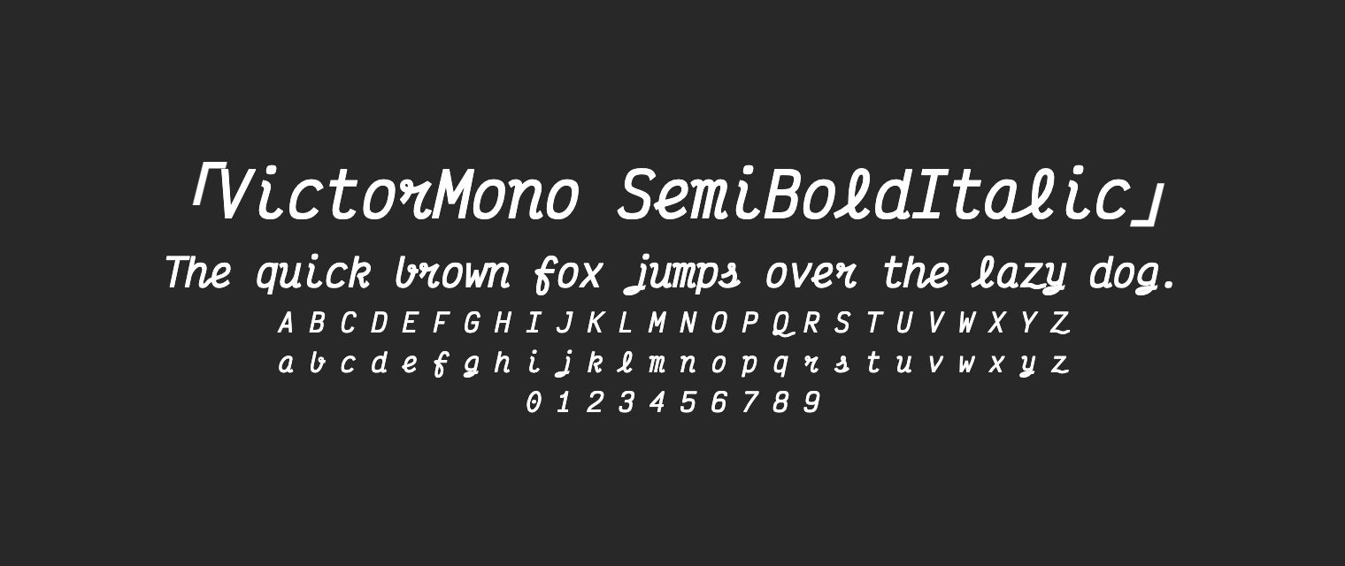 VictorMono-SemiBoldItalic字体预览